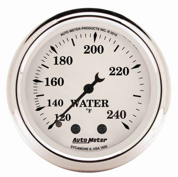 Autometer - AutoMeter GAUGE WATER TEMP 2 1/16in. 120-240deg.F MECH OLD TYME WHITE - 1632
