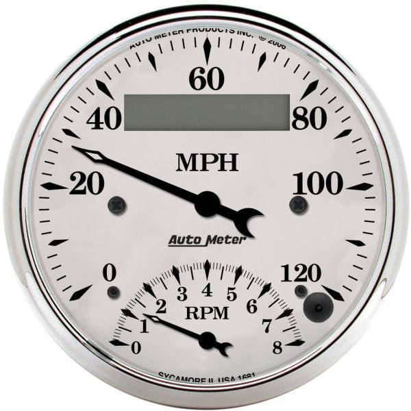 Autometer - AutoMeter GAUGE TACH/SPEEDO 3 3/8in. 120MPH/8K RPM ELEC. PROGRAM. OLD TYME WHT - 1681