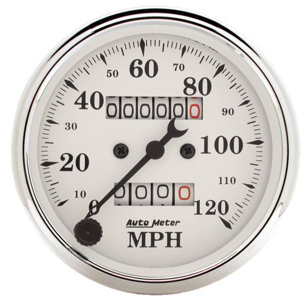Autometer - AutoMeter GAUGE SPEEDOMETER 3 1/8in. 120MPH MECHANICAL OLD TYME WHITE - 1693