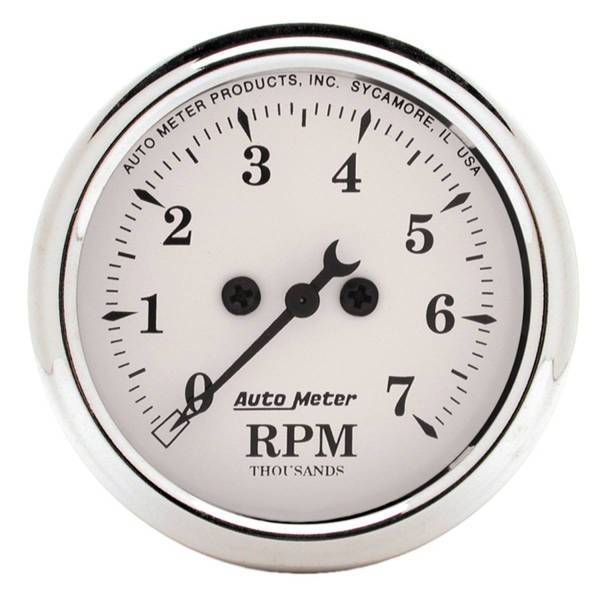 Autometer - AutoMeter GAUGE TACHOMETER 2 1/16in. 7K RPM IN-DASH OLD TYME WHITE - 1694