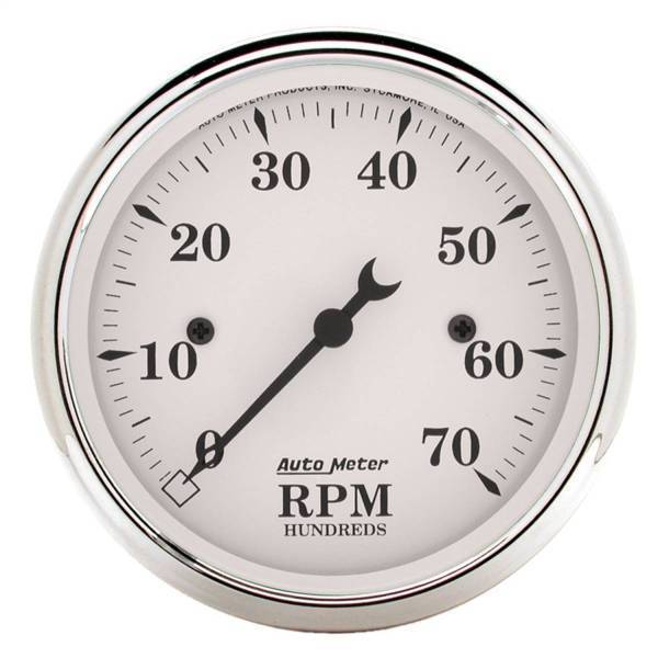 Autometer - AutoMeter GAUGE TACHOMETER 3 1/8in. 7K RPM IN-DASH OLD TYME WHITE - 1695