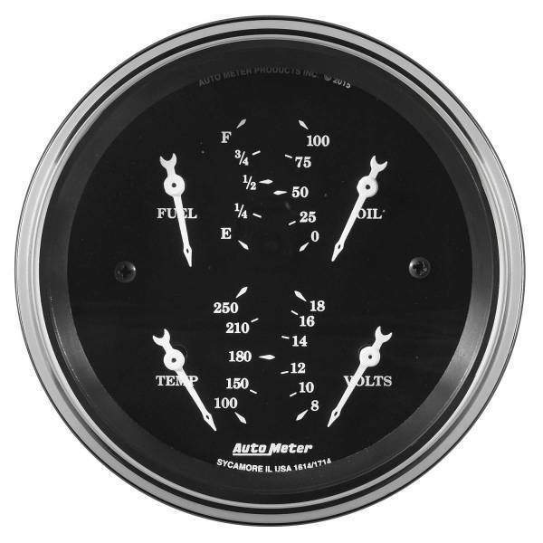 Autometer - AutoMeter GAUGEQUAD 3 3/8in. 240OE-33OF ELEC OLD TYME BLK - 1713