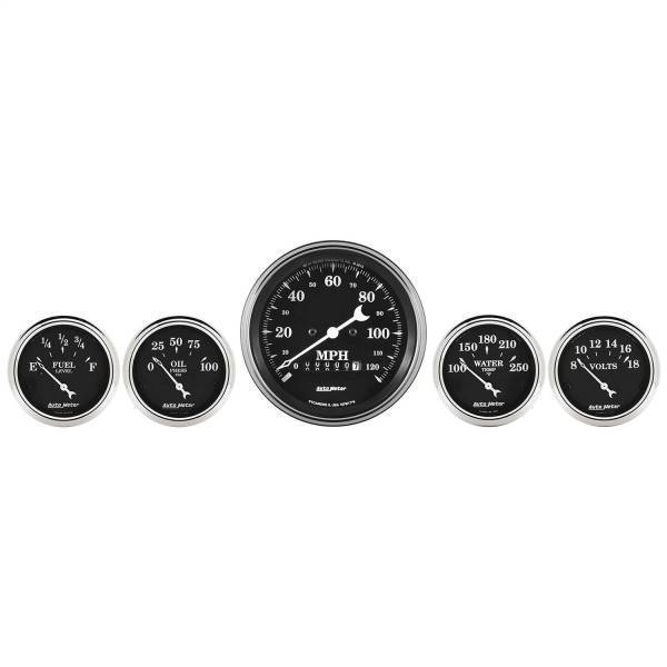 Autometer - AutoMeter GAUGE KIT 5 PC. 3 3/8in./2 1/16in. ELEC. SPEEDOMETER OLD TYME BLACK - 1740