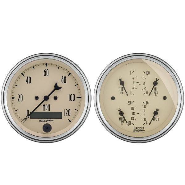 Autometer - AutoMeter GAUGE KIT 2 PC. QUAD/SPEEDOMETER 3 3/8in. ANTIQUE BEIGE - 1800