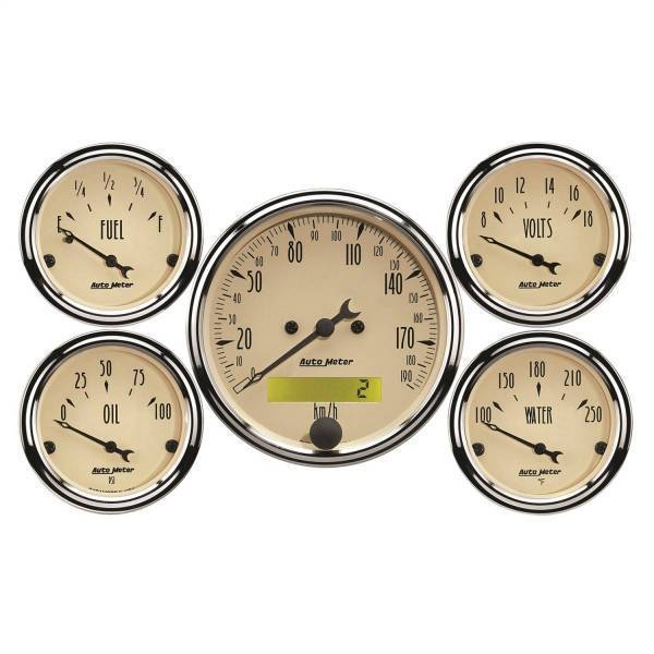 Autometer - AutoMeter GAUGE KIT 5 PC. 3 1/8in./2 1/16in. ELEC. KM/H SPEEDOMETER ANTIQUE BEIGE - 1809-M