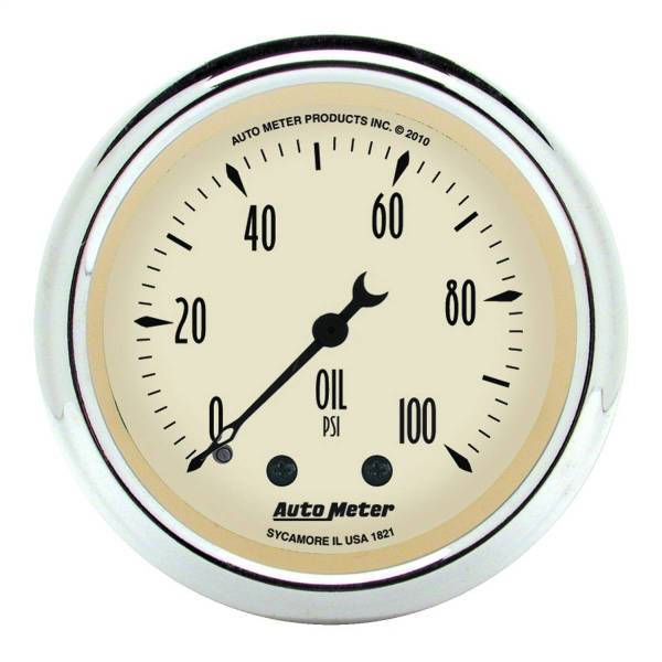 Autometer - AutoMeter GAUGE OIL PRESS 2 1/16in. 100PSI MECH ANTIQUE BEIGE - 1821