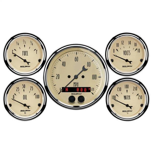 Autometer - AutoMeter GAUGE KIT 5 PC. 3 3/8in./2 1/16in. GPS SPEEDOMETER ANTIQUE BEIGE - 1850