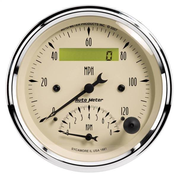 Autometer - AutoMeter GAUGE TACH/SPEEDO 3 3/8in. 120MPH/8K RPM ELEC. PROGRAM. ANTQ BEIGE - 1881