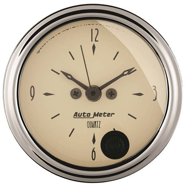 Autometer - AutoMeter GAUGE CLOCK 2 1/16in. 12HR ANALOG ANTIQUE BEIGE - 1885