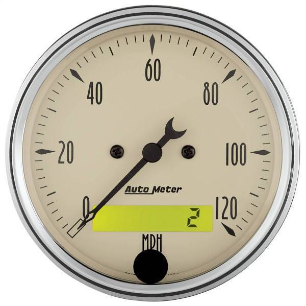 Autometer - AutoMeter GAUGE SPEEDO. 3 1/8in. 120MPH ELEC. PROG. W/LCD ODO ANTQ BEIGE - 1887