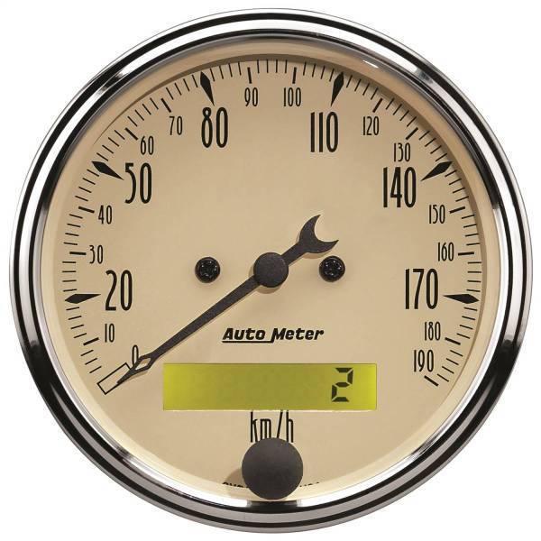 Autometer - AutoMeter GAUGE SPEEDOMETER 3 1/8in. 190KM/H ELEC. PROG. W/LCD ODO ANTIQUE BEIGE - 1887-M