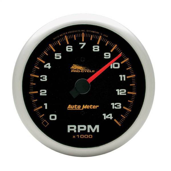 Autometer - AutoMeter GAUGE TACH 3 3/4in. 14K RPM 2/4 CYLINDER BLACK PRO-CYCLE - 19231
