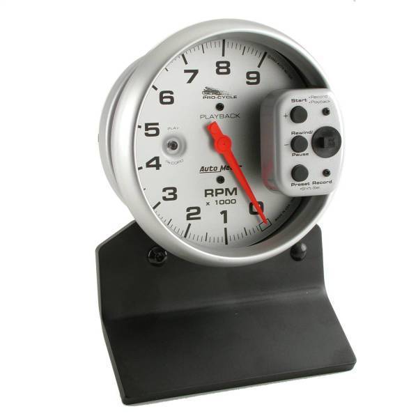 Autometer - AutoMeter GAUGE TACH 5in. 9K RPM PEDESTAL W/RPM PLAYBACK SILVER PRO-CYCLE - 19264