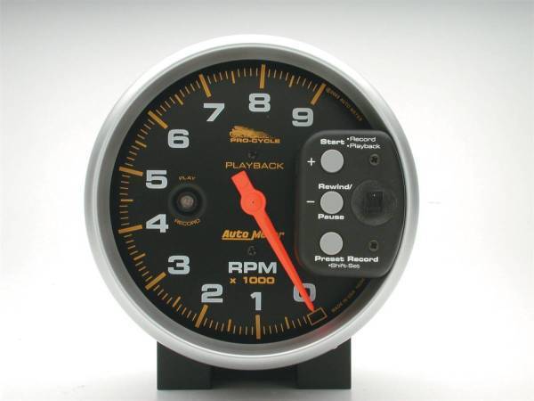 Autometer - AutoMeter GAUGE TACH 5in. 9K RPM PEDESTAL W/RPM PLAYBACK BLACK PRO-CYCLE - 19266
