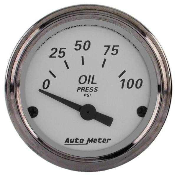 Autometer - AutoMeter GAUGE OIL PRESS 2 1/16in. 100PSI ELEC AMERICAN PLATINUM - 1928