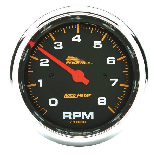 Autometer - AutoMeter GAUGE TACH 3 3/4in. 8K RPM 2/4 CYLINDER BLACK PRO-CYCLE - 19300