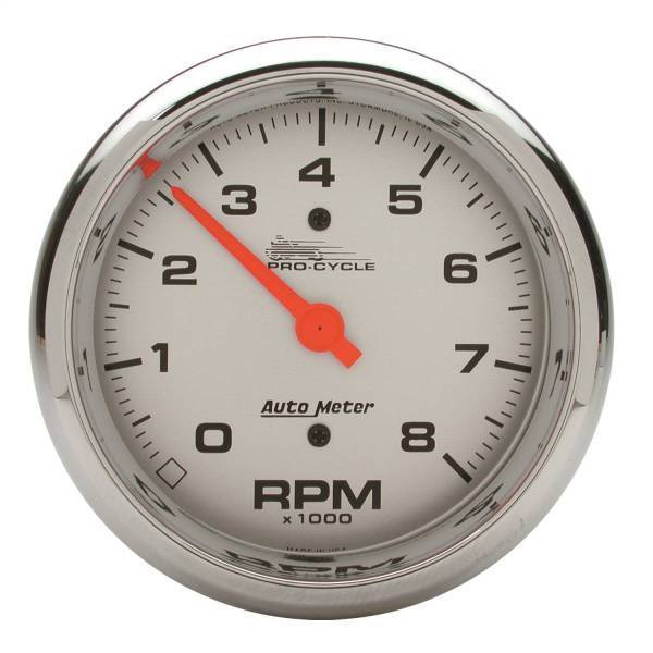 Autometer - AutoMeter GAUGE TACH 3 3/4in. 8K RPM 2/4 CYLINDER SILVER PRO-CYCLE - 19302