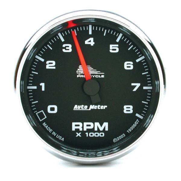 Autometer - AutoMeter GAUGE TACH 2 5/8in. 8K RPM 2/4 CYLINDER BLACK PRO-CYCLE - 19306