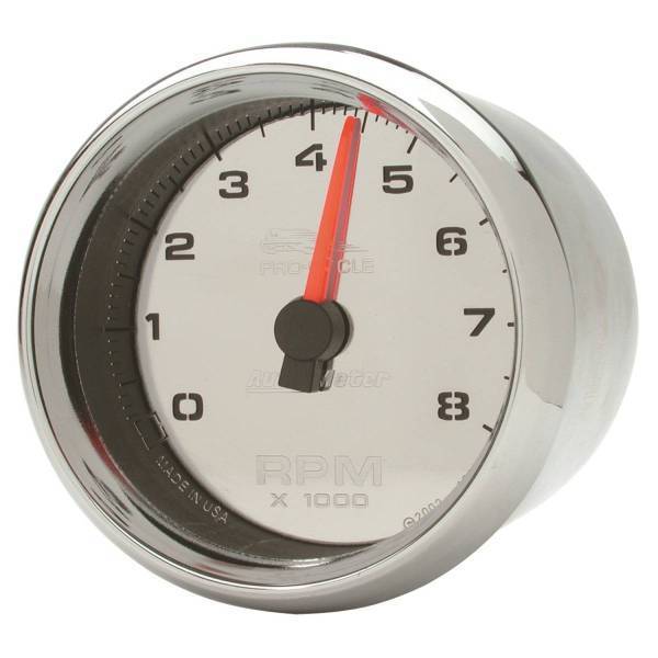 Autometer - AutoMeter GAUGE TACH 2-5/8in. 8K RPM 2/4 CYLINDER CHROME PRO-CYCLE - 19308