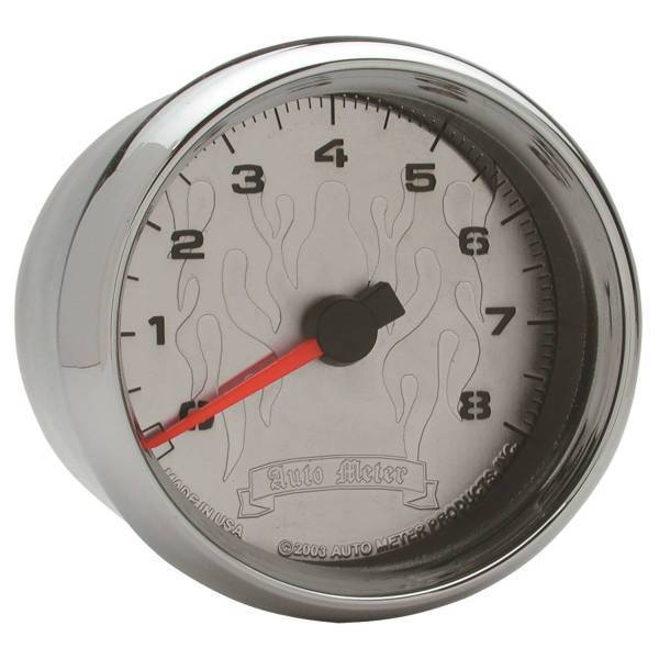 Autometer - AutoMeter GAUGE TACH 2 5/8in. 8K RPM 2/4 CYLINDER CHROME FLAME PRO-CYCLE - 19309