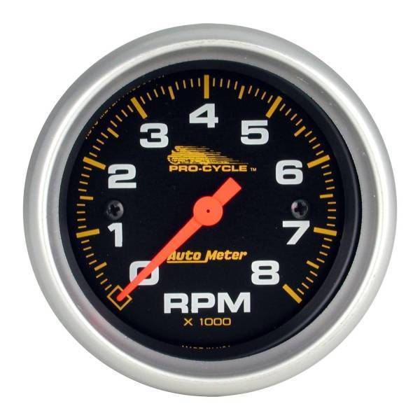 Autometer - AutoMeter GAUGE TACH 2 5/8in. 8K RPM 2/4 CYLINDER BLACK PRO-CYCLE - 19324