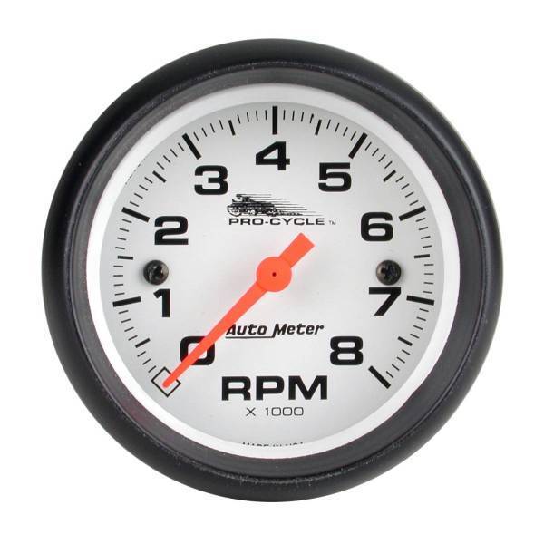 Autometer - AutoMeter GAUGE TACH 2 5/8in. 8K RPM 2/4 CYLINDER WHITE PRO-CYCLE - 19325