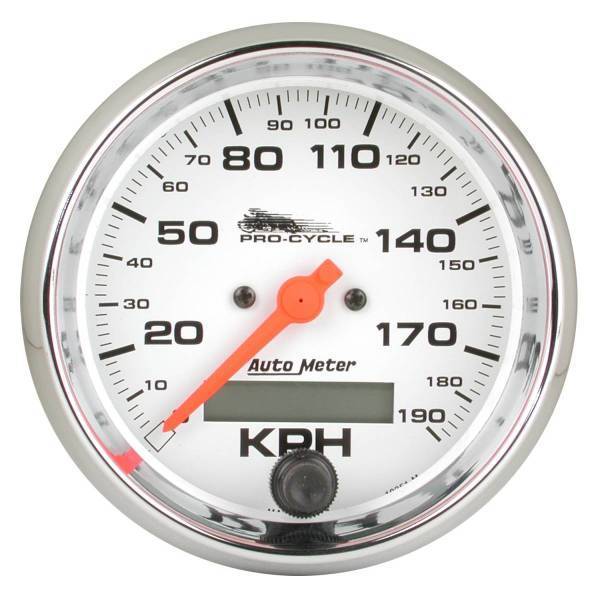 Autometer - AutoMeter GAUGE SPEEDO 3 3/4in. 120 MPH ELEC WHITE PRO-CYCLE - 19351