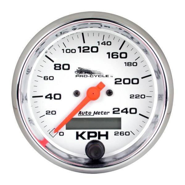 Autometer - AutoMeter GAUGE SPEEDO 3 3/4in. 160 MPH ELEC WHITE PRO-CYCLE - 19355