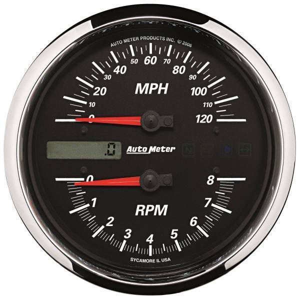 Autometer - AutoMeter GAUGE TACH/SPEEDO 4 1/2in. 8K RPM/120 MPH BLACK PRO-CYCLE - 19466