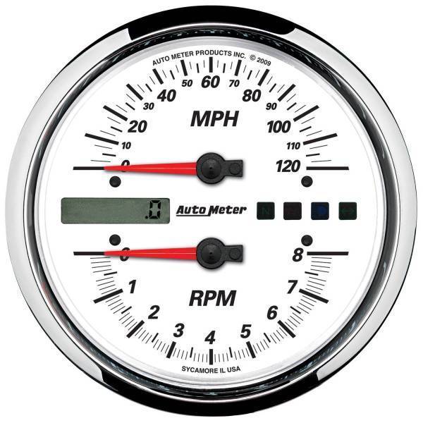 Autometer - AutoMeter GAUGE TACH/SPEEDO 4 1/2in. 8K RPM/120 MPH WHITE PRO-CYCLE - 19467