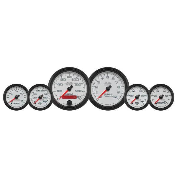 Autometer - AutoMeter GAUGE KIT 6 PC. KIT 3 3/8in./2 1/16in. BAGGER WHITE PRO-CYCLE - 19501