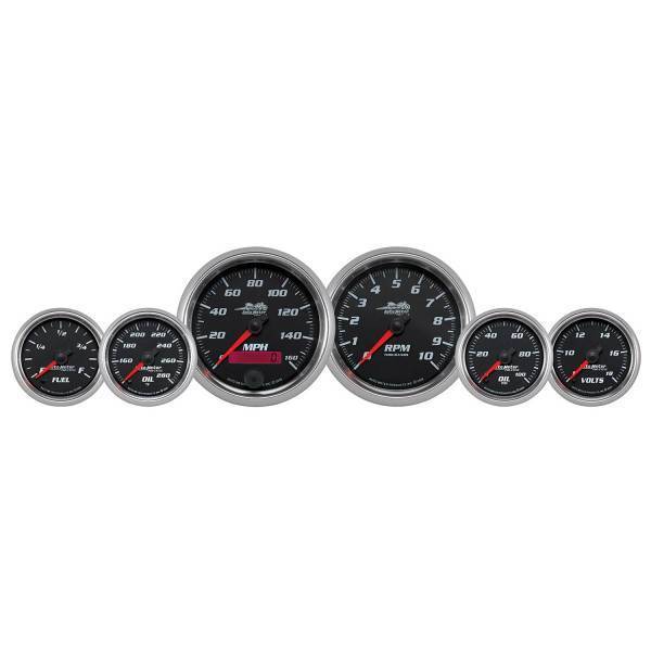 Autometer - AutoMeter GAUGE KIT 6 PC. KIT 3 3/8in./2 1/16in. BAGGER BLACK PRO-CYCLE - 19601