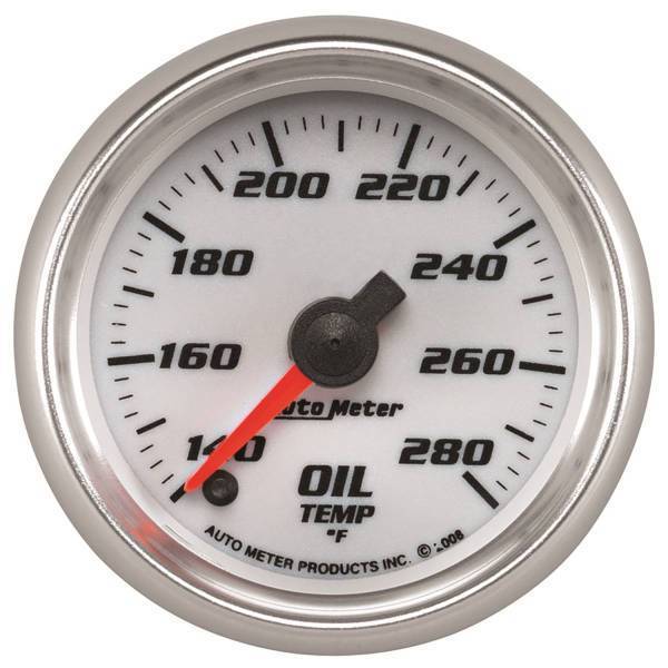 Autometer - AutoMeter GAUGE OIL TEMP 2 1/16in. 140-280deg.F DIGITAL STEPPER MOTOR WHITE PRO-CYCL - 19740