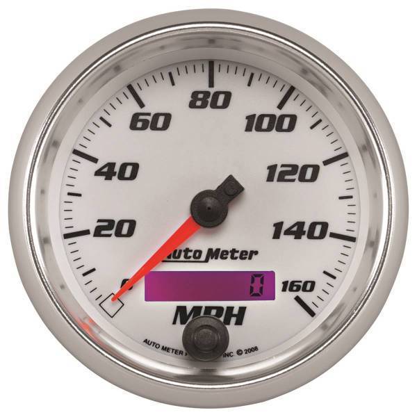 Autometer - AutoMeter GAUGE SPEEDOMETER 3 3/8in. 160MPH ELEC. PROGRAMMABLE WHITE PRO-CYCLE - 19789