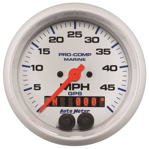 Autometer - AutoMeter GAUGE SPEEDOMETER 3 3/8in. 50MPH GPS MARINE WHITE - 200635