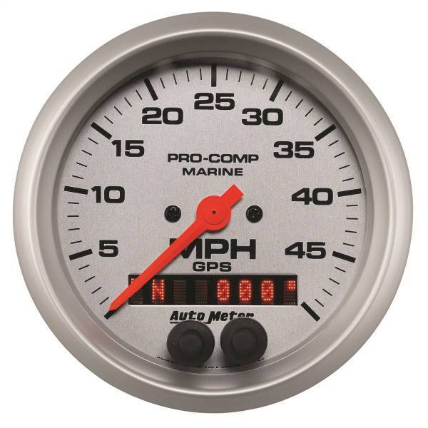 Autometer - AutoMeter GAUGE SPEEDOMETER 3 3/8in. 50MPH GPS MARINE SILVER - 200635-33