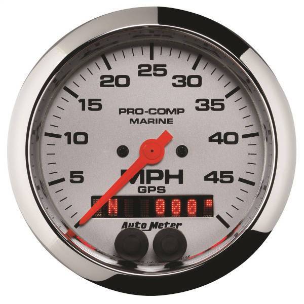 Autometer - AutoMeter GAUGE SPEEDOMETER 3 3/8in. 50MPH GPS MARINE CHROME - 200635-35