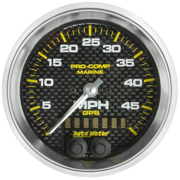 Autometer - AutoMeter GAUGE SPEEDOMETER 3 3/8in. 50MPH GPS MARINE CARBON FIBER - 200635-40