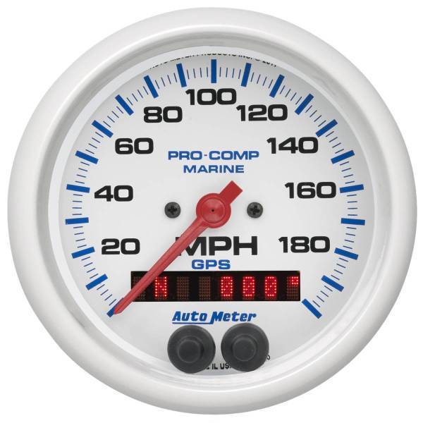 Autometer - AutoMeter GAUGE SPEEDOMETER 3 3/8in. 200MPH GPS MARINE WHITE - 200639