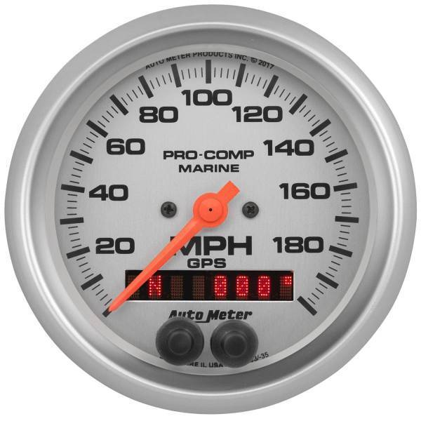 Autometer - AutoMeter GAUGE SPEEDOMETER 3 3/8in. 200MPH GPS MARINE SILVER - 200639-33