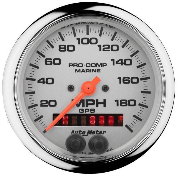 Autometer - AutoMeter GAUGE SPEEDOMETER 3 3/8in. 200MPH GPS MARINE CHROME - 200639-35