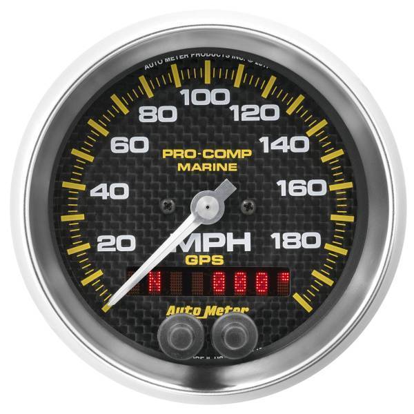 Autometer - AutoMeter GAUGE SPEEDOMETER 3 3/8in. 200MPH GPS MARINE CARBON FIBER - 200639-40