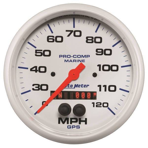 Autometer - AutoMeter GAUGE SPEEDOMETER 5in. 120MPH GPS MARINE WHITE - 200646