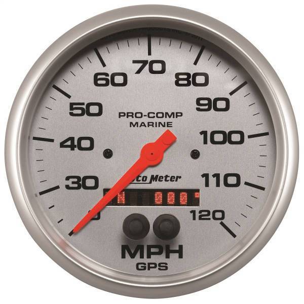 Autometer - AutoMeter GAUGE SPEEDOMETER 5in. 120MPH GPS MARINE SILVER - 200646-33