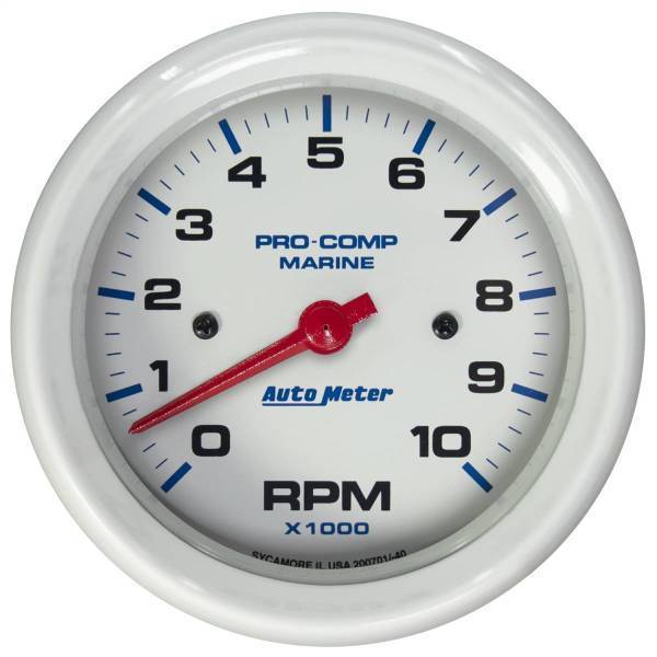 Autometer - AutoMeter GAUGE TACHOMETER 3 3/8in. 10K RPM MARINE WHITE - 200701