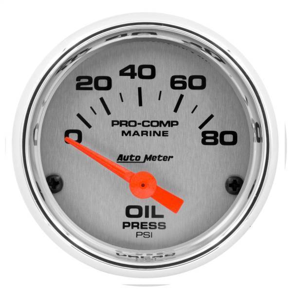 Autometer - AutoMeter GAUGE OIL PRESSURE 2 1/16in. 80PSI ELECTRIC MARINE CHROME - 200744-35