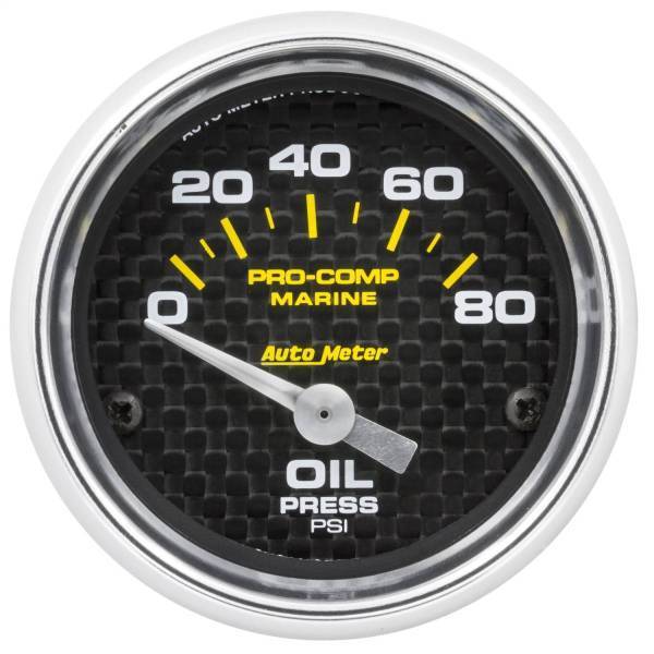 Autometer - AutoMeter GAUGE OIL PRESSURE 2 1/16in. 80PSI ELECTRIC MARINE CARBON FIBER - 200744-40