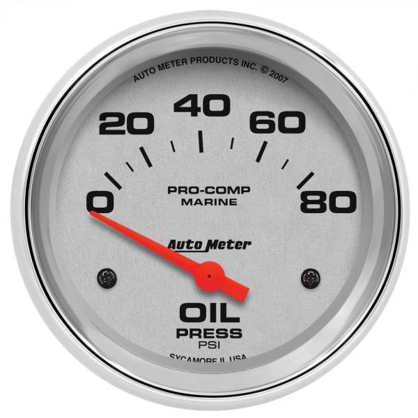 Autometer - AutoMeter GAUGE OIL PRESSURE 2 5/8in. 80PSI ELECTRIC MARINE CHROME - 200747-35