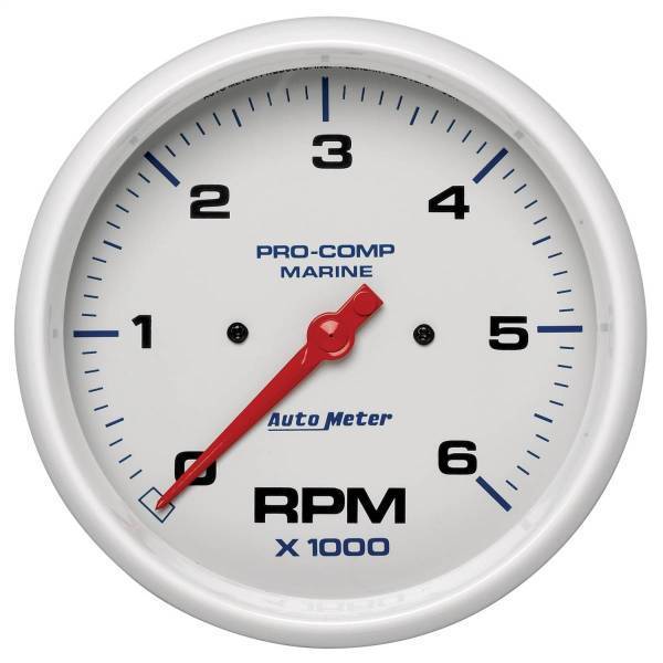 Autometer - AutoMeter GAUGE TACHOMETER 5in. 6K RPM MARINE WHITE - 200750