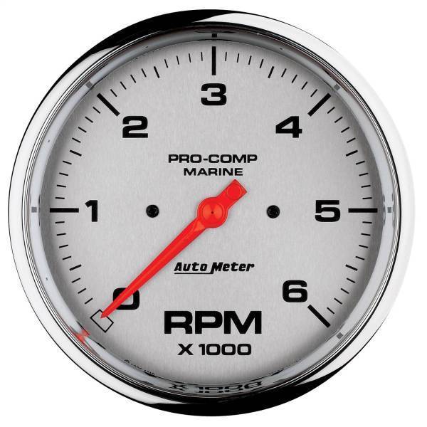 Autometer - AutoMeter GAUGE TACHOMETER 5in. 6K RPM MARINE CHROME - 200750-35